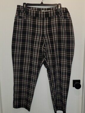 Zac & Rachel Women's Crop Pants, Size 16, Black Plaid, Dark Academia Preppy